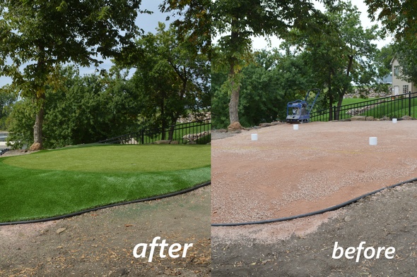 Jacksonville backyard putting green before and after