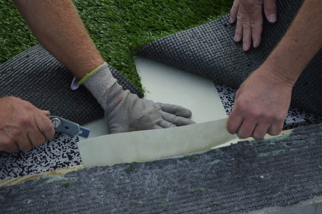 Jacksonville artificial turf installation - cushion pad installation